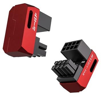 EZDIY-FAB Shield Series 8-Pin PCIe GPU Power Adapter,180-Grad U-Turn Abgewinkelter Anschluss,Aluminium Design für Grafikkarten-Reverse Typ,Rot-2 Pack
