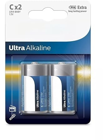 Lot de 2 Piles alcalines LR14, 30% de durée de Vie en Plus, idéales pour Les appareils à Haute consommation d'énergie, garantissant Une Performance prolongée pour Vos appareils.