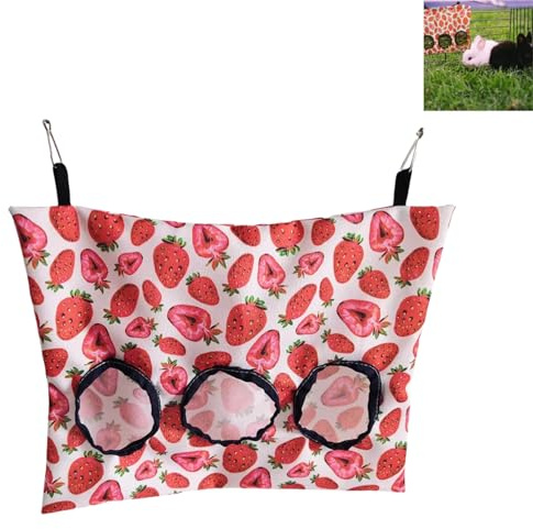 Bolsa de Heno de Conejo,Bolsa Colgante para Heno Bolsa de Alimentación de Heno henera de Tela,Comedero de Heno para Conejos,para Conejo Chinchilla Hámster Pequeños Animales (3 Ventanas)