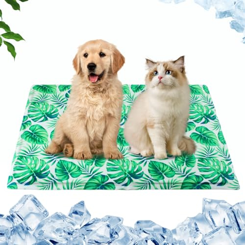 Qoosea Kühlmatte für Hunde Pet Cooling Mat Kühlkissen für Hund & Katzen, Kältematte für Haustiere Ungiftiges Gel-Selbstkühlende Hundematte Matte, Faltbar Kühl Hundedecke Kaltgelpad im Sommer - 50*65CM