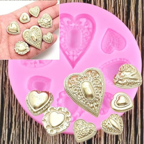 Stampi in silicone, stampi in resina epossidica, 6,9 x 6,9 cm, a forma di cuore per matrimonio, stampi in silicone a forma di diamante, pietre preziose, strumenti per decorare torte, caramelle,