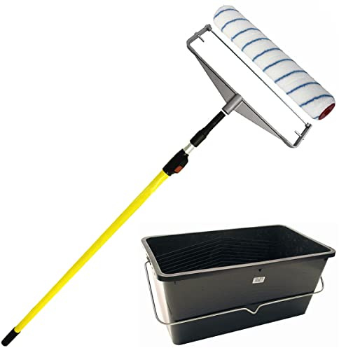 15 Twin Head Paint Solvent Resistant Roller Extension Pole, Scuttle, 5 x Liners
