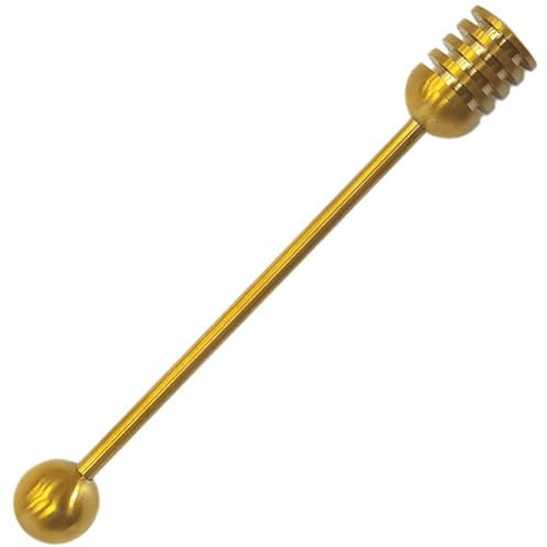 Keuyeo Honey Dipper Stainless Steel Honey Round Beads Stirrer Spoon Anti-rust Mixing Stick Tool for Honey Jam Jar Dispense