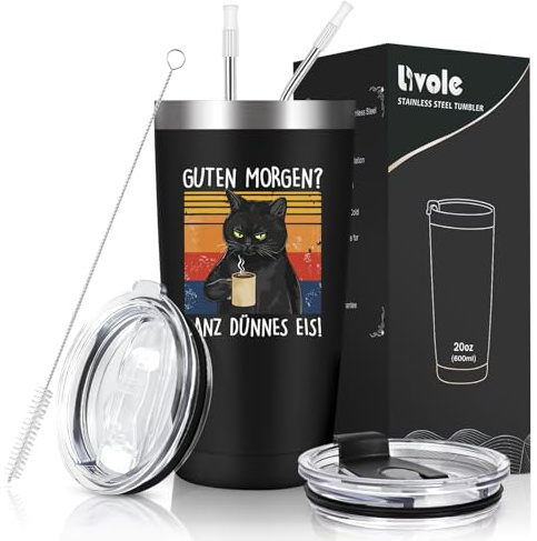 Livole Lustige Tasse mit Spruch - Guten Morgen? Ganz dünnes Eis - Geschenk für Bester Freund, Männer, Kollegen, Ihn, Morgenmuffel Kaffeebecher, Geschenkidee Mann Weihnachten, 600ml Coffee to go Becher