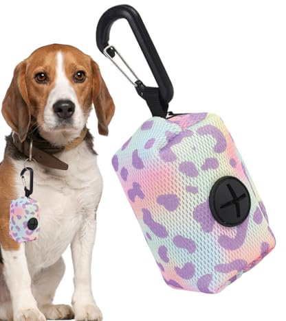 Dispensador De Bolsas Perro - 10cm Negro, Poliéster, Gancho Portátil | Estuche Reforzado con Cremallera + Accesorio Ligero Hermético, Contenedor Higiénico para Paseos Viajes Parque