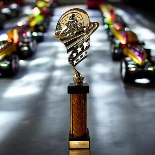 eberix · Go-Kart Motorsport Pokal · mit Wunschgravur · Kart Racing Trophäe · Siegerpokal für Rennen und Motorsport-Wettbewerbe · personalisierbar ·
