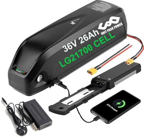 36V 26Ah Electric Bicycle Battery for Mountain Bike - Durable Lithium Ebike batteries for Front Rear Mid motor wheel Electric Bikes for Rear wheel Electric Bikes 250W 500W 750W