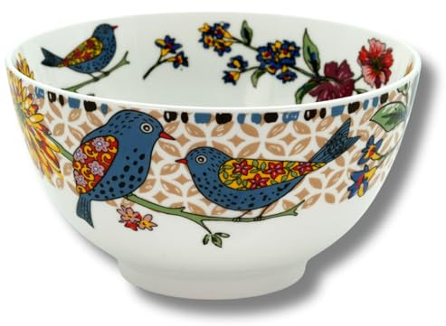 LEONARDO LUXURY HOME DESIGN Insalatiera Porcellana Japan Birds Servizio Elegante e Raffinato Uccelli Giapponesi Adatto a Lavastoviglie Forno e Microonde (17,5 x 10 cm)