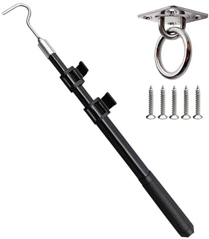 Bytcew Attic Pull Down Hook System Kit, Extendable Ladder Door Stairs Puller Rod Pole, Replacement for Ropes Cord String