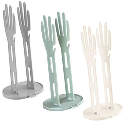 Ciieeo 3pcs Kitchen Glove Holder Drying Rack for Reusable Bags and Dishwashing Gloves, Plastic Multifunctional Design and Spacesaving Solution, Stylish Stand for Kitchen Cleaning