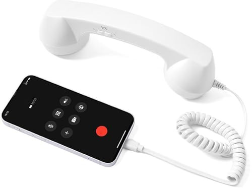 Auricular De Teléfono Retro - Receptor De Teléfono Vintage Tipo C | Adaptador Retro De Te-léfono Celular A Fijo Con Micrófono | Accesorios Electrónicos Divertidos Para Oficinas En El Hogar (B-lanco)