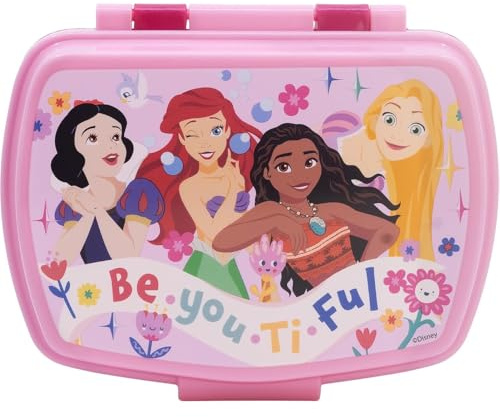 CARTOON Portamerenda in plastica riutilizzabile, portapranzo, contenitore per il pranzo scuola tempo libero (Principesse (1))