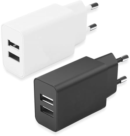 2er Pack USB Netzteil 5V 2A 10W 2 Port Ladegerät Kompakt Adapter Steckdose | Netzadapter für Smartphone, Tablet, E-Reader, Kamera und Kopfhörer, Kompatibel mit iPhone Galaxy, Zuhause Büro Reise