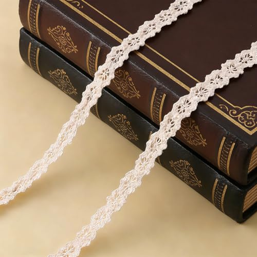Bubaxuce 10 Yardas De Cinta Vintage De Encaje 0,39 Cm Beige Cinta De Algodón Para Coser Manualidades Embalaje De Paquetes Regalo Decoración De Boda Nupcial Scrapbooking