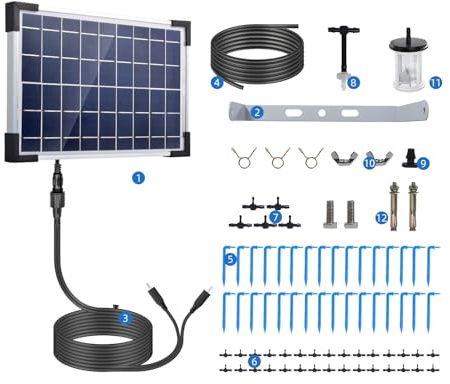 RASTKY Kit D'irrigation Goutte à Goutte Solaire Intelligent, Système D'arrosage Automatique Polyvalent pour 30 Pots, Alimentation Solaire avec Modes de Minuterie pour Balcon de Serre