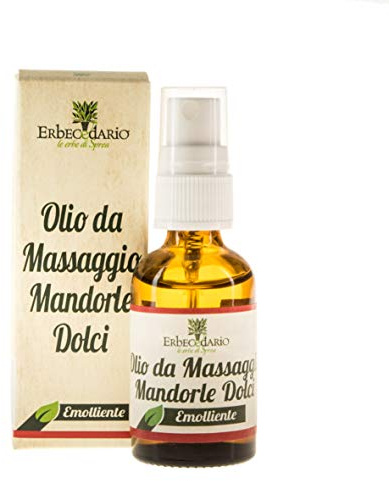 Olio Da Massaggio Mandorle Dolci Erbecedario, Per Pelle Molto Secca, Elasticizzante, Per Contrastare Le Smagliature, 1 Flacone Di Vetro 30ml