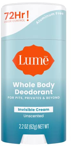 Lume Déodorant naturel – aisselles et parties privées – Sans aluminium, sans bicarbonate de soude, hypoallergénique et sans danger pour les peaux sensibles – Bâton de 62,4 g (non parfumé)