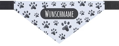 printplanet® - Hundehalstuch mit Name oder Text - Halstuch für Hunde - Layout Pfotenmuster - Größe S