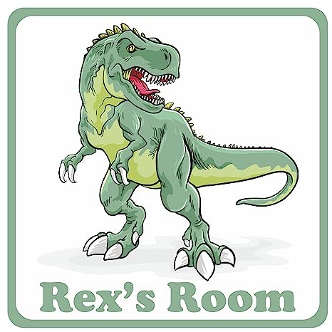 Green Dinosaur T-Rex Kids Bedroom Door Sign Personalised For You - Any Name! Door Plaque,Girls/Boys,Nursery,Decor,Kids Room,Animals