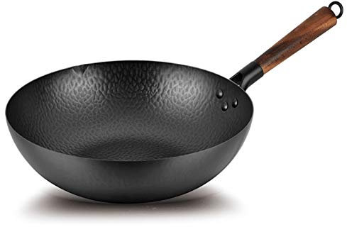 BSTL Wok, Padella Antiaderente Aperta con Manico Soft Touch - Induzione, Pentole Lavabili in Lavastoviglie - 34 Cm, Nero,C-34CM