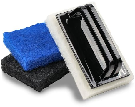 Skylarlife Scouring Pad Brush Cleaning Scrub with Handle Abrasive Pad for Grout Tile Shower and Sink Cleaning, Scrubbing Floor and Tile Boat Refinishing Bathroom Kitchen Heavy Duty