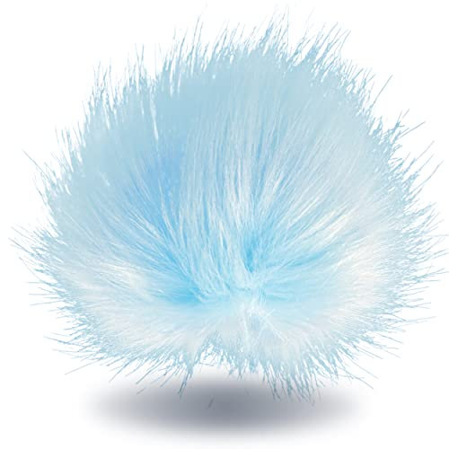 Wohnkult 15-17 cm Kunstfell Bommel Pelzbommel Fellbommel Pompon mit Faden für Mützen Anhänger Dekoration | 16 Farben (Hellblau)