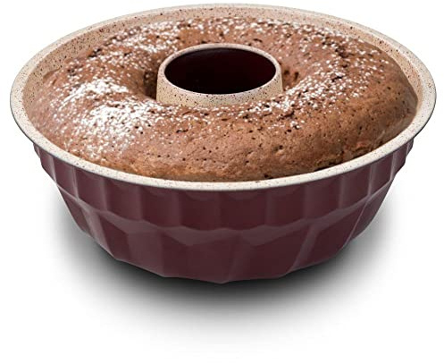 NAVA Kuchenform Napfkuchenform Gugelhupfform mit Beschichtung aus Keramik und Granit mit Rohrboden TERRESTRIAL 27 cm, Braun, Rund