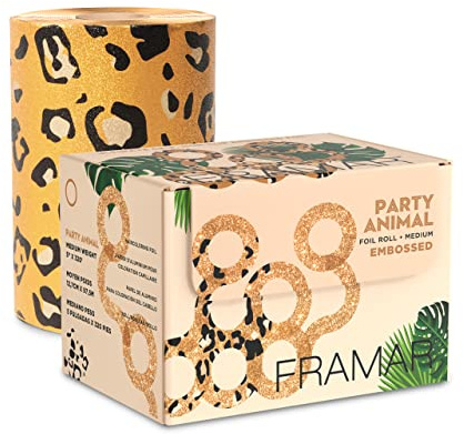 FRAMAR Leopard Strähnenfolie Für Friseur - Alufolie Friseur, Alufolie Für Strähnen Set, Haarfolie, Strähnchenfolie, Folie Strähnen, Strähnchen Folie, Party Animal Strähnenpapier 97,5 Meter