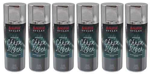BAUFIX 6X Chrom Silber Effektlack Lackspray 400ml Farbspray Sprühdose Spraydose