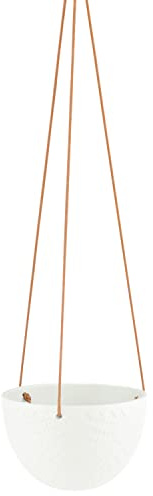 AmeliaHome Blumentopf aus Keramik Pflanzentopf hängend Deko Lokai Creme