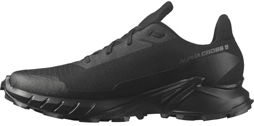 Salomon Alphacross 5 Gore-Tex wasserdichte Herren Trail-Laufschuhe, Starker Grip, Wasser- und Wetterschutz, Anhaltender Komfort, Black, 43 1/3