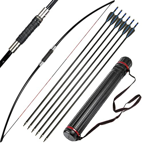 ZSHJGJR Bogenschießen 64zoll 25-70lbs Englischer Langbogen Take Down Traditional Demontierbarer Langbogen Recurvebogen Bogen und Pfeil Set Traditional Bogen Erwachsene Anfänger