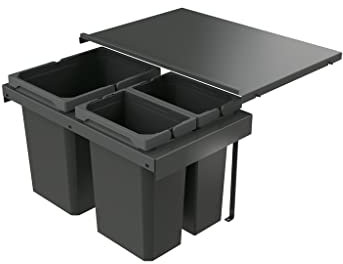 Naber 8013420 Abfallsammler Cox Stand-UP® 350 K/600-3, anthrazit, 30,5 (2x7,5/1x15,5) Liter / 60 cm Schrankbreite