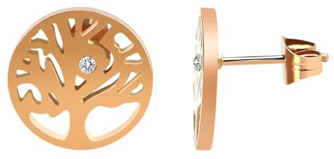 Accent Diyana damörhängen rostfritt stål livets träd Simili vingskruv diameter 13 mm polerad, Rostfritt stål
