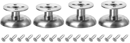 sourcing map 4Pcs Metal Adjustable Furniture Legs, 35-40mm(1.4-1.6) Cabinet Feet Support Replacement for Bed, Chair, Sofa, Table, Silver (W/Screws)