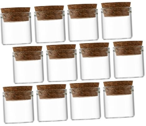 JECOMPRIS 12st Teeflasche Mini-wunsch Treibendes Medaillon Aus Glas Praktische Glasflaschen Klarer Behälter Exquisite Glasflaschen Batteriestift Stifte Leere Glasflasche Hölzern Mit Deckel
