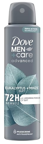 Dove Men+Care Advanced Déodorant en spray à l'eucalyptus et à la menthe - Protège 72 heures contre les odeurs corporelles et la transpiration - 150 ml