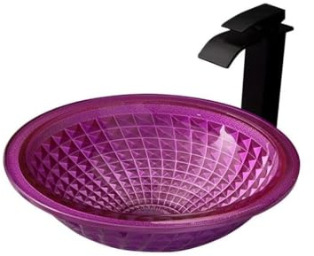 CHICKEN Bathroom Vanity Modern Simple Vessel Sink Bathroom Round Wash Basin Tempered Glass Wash Basin Hotel Art Desk Sink Bathroom Sink Pot (Color : Sink Set)