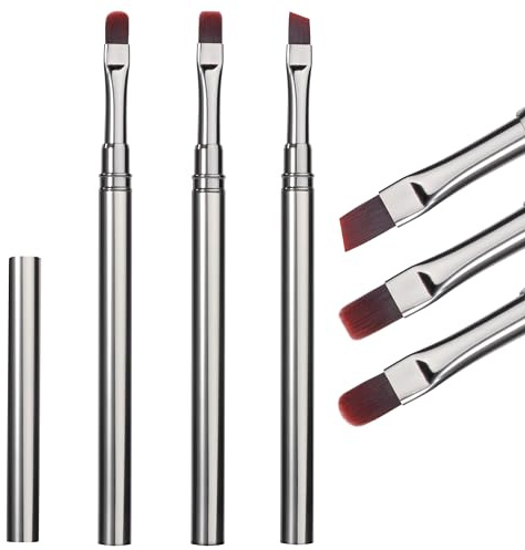 Heveer Acryl Pinsel für Nägel Nailart Pinsel für Acrylpulver Rund Pinsel Abgewinkelt Pinsel für Gelnägel Acryl Liquid Acryl 3 Stück