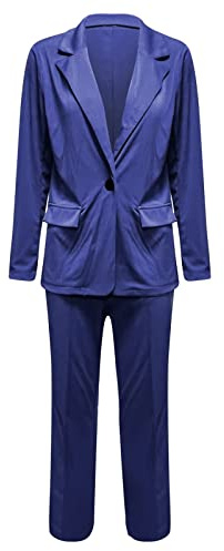 Générique Tailleur Femme Ensemble 2 Pièces Chic et Élégant Couleur Unie Slim Fit Blazer Veste Formel Bureau Travail Pantalon Costumes Manteau Ensemble Col Revers Veste Manteau Pantalon