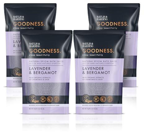 Baylis & Harding Goodness Sleep Bath Salts, 1kg (Pack of 4) - Vegan Friendly