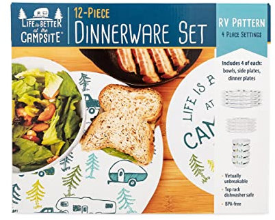 Camco LIBATC, juego de vajilla, melamina, patrón de bocetos