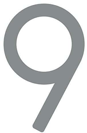 Numero civico 9 – 200 mm, design numero civico in acciaio inox grigio metallizzato
