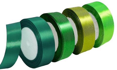 Bliceon 90m Grün Satinband, 25mm Geschenkband Breit, Schleifenband zum Verpacken, Dekoband Party Stoffband zum Geschenkverpackung, Bastelarbeiten, Geburtstag Blumen und Hochzeitsdekoration