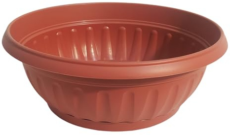 NG NICCOLAI CIOTOLA ONDULATA IN PLASTICA PER PIANTE E FIORI VARIE MISURE CON RISERVA D'ACQUA COLOR TERRACOTTA - MADE IN ITALY (35X35X15(H) CM)