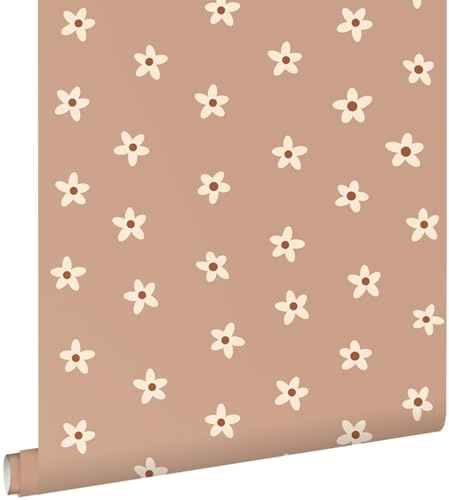 papier peint marguerites rose terracotta 53 cm x 10.05 m - ESTAhome