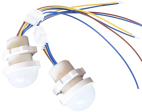 Lot de 2 modules de détecteur de mouvement PIR, 85-265 V, interrupteur à détecteur de mouvement, capteur PIR activé par l'homme, distance de détection 3-6 mètres, utilisable sur une lumière de 3 à 40