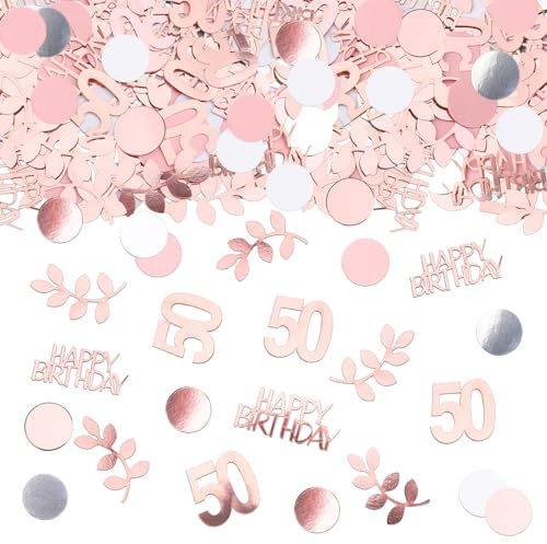 GoldRock Konfetti 50 Geburtstag Deko Groß 2,5-5,5cm,200 Stück Streudeko 50 Geburtstag,Deko 50 Geburtstage Frau Mann,Glitzer Tischdeko 50. Geburtstags,Dekoration 50er Geburtstage,50 Konfetti Rosegold