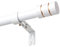 25mm White Stainless Steel Curtain poles, 3m curtain Rod with Metal Brackets and White&Gold End Caps,26 to 118in(66-300cm) Door Curtain Pole