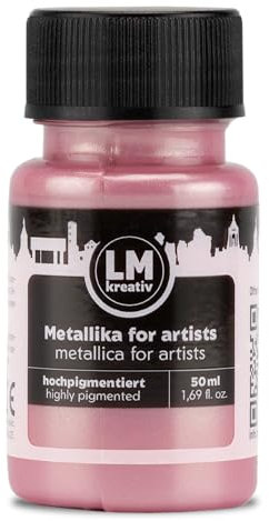 LM-Kreativ Metallika for Artists 50 ml - Pastell Rosa - Metallic Acrylfarbe/Bastelfarbe. Für kreative Projekte auf Holz, Leinwand, Keramik. Hochdeckend, lichtecht. Für Künstler und Bastler
